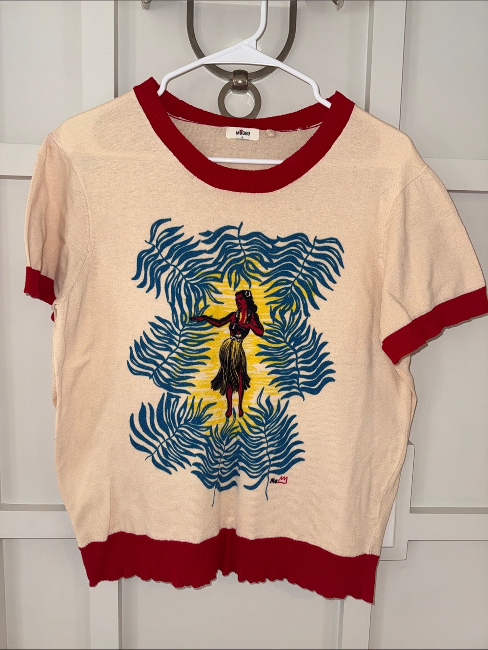 ME369 Nora Knit Top – Hawaii Hula Dancer Short Sleeve Sweater